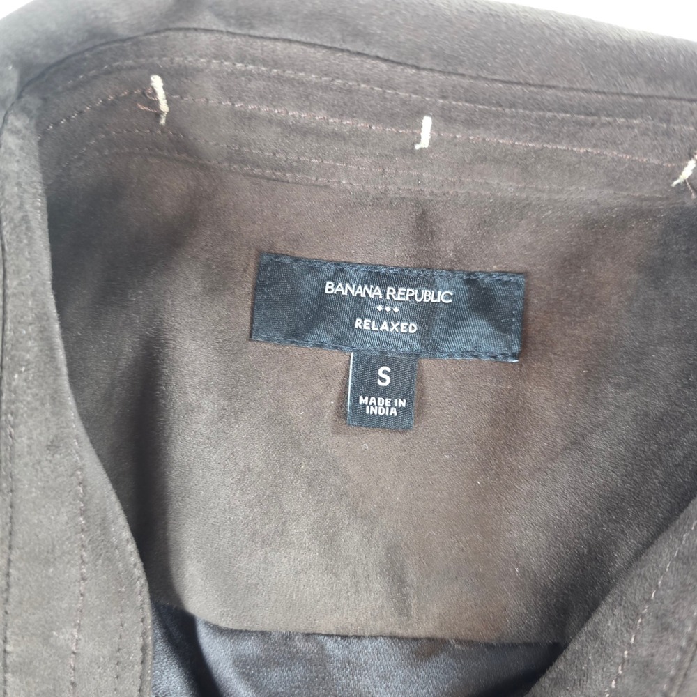 Banana Republic Men S Dark Oak Brown Vegan Suede Relaxed Shirt Jacket - Picture 2 of 13